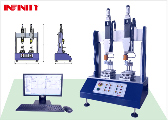 1258*800*560mm Dua stasiun Sway Rocking Force Tester untuk presisi 150mm Maximum Test Trip