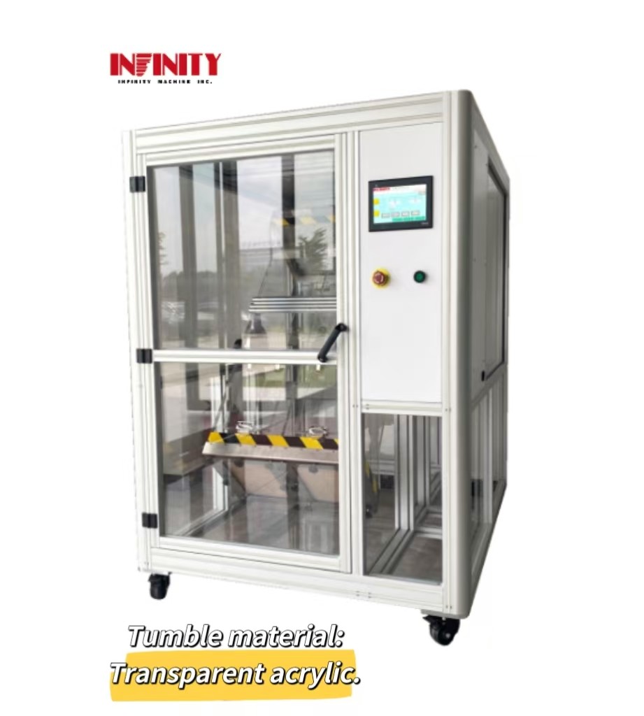 Operasi mulus Transparan Akrilik Bahan Dual Stasiun Tumble Drop Mesin Uji